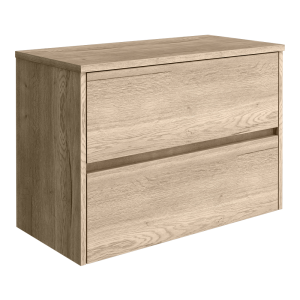 Venice Linea 800mm Rustic Oak Vanity   Wall Hung 2 Drawer Unit with Worktop
