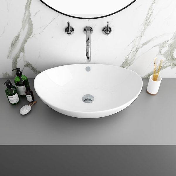 Venice Linea Rustic Oak Countertop Basin Unit   800mm 2 Drawer with Oval Gloss White Basin - Image 5