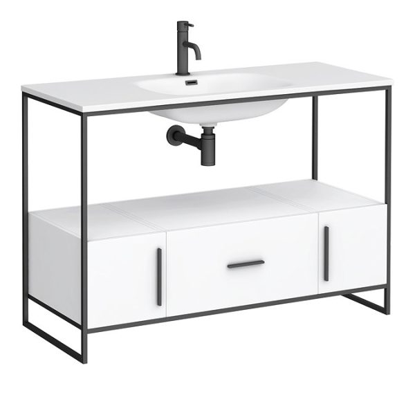 Venice 1200 Black Frame Basin Washstand incl. Solid Stone Basin - Image 3