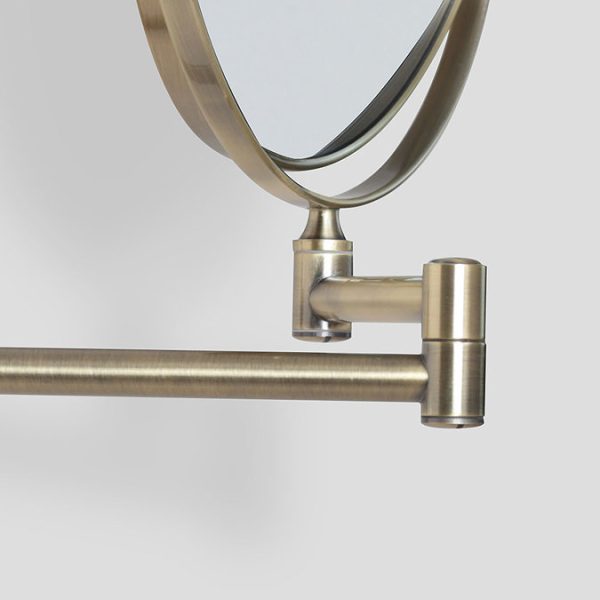 Venice Antique Brass 5x Magnifying Cosmetic Mirror with Curved Wall Plate - Image 2
