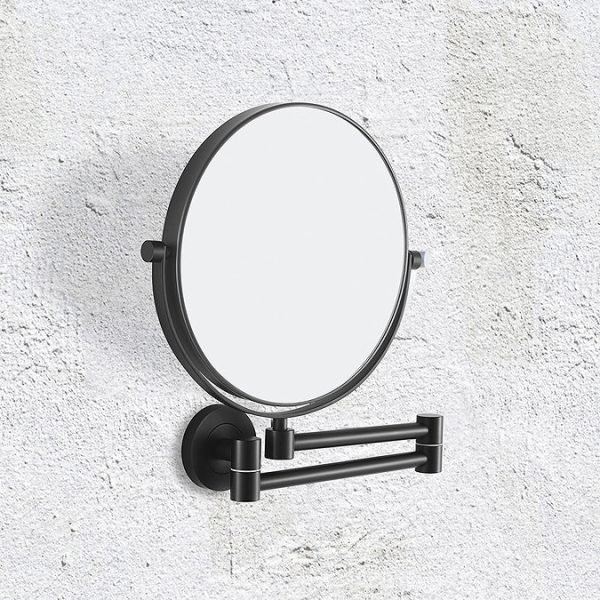 Venice Matt Black 5x Magnifying Cosmetic Mirror with Round Wall Plate - Image 3