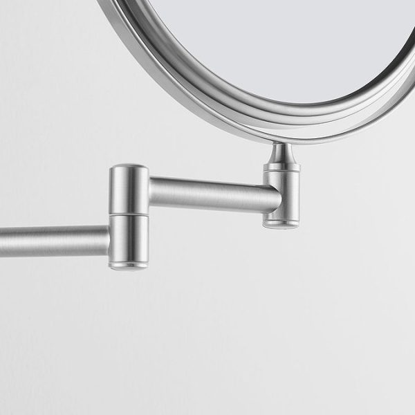 Venice Brushed Nickel 5x Magnifying Cosmetic Mirror with Square Wall Plate - Image 2