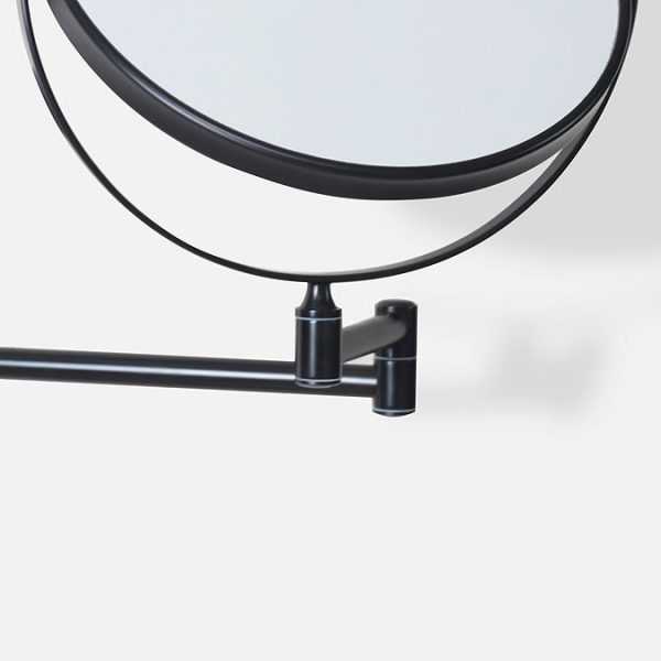 Venice Matt Black 5x Magnifying Cosmetic Mirror with Square Wall Plate - Image 2