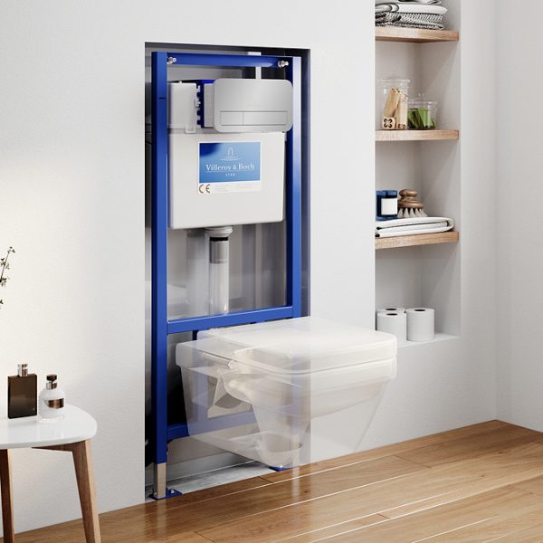 Villeroy & Boch ViPro 2.0 Toilet Frame with Chrome Flush Plate + Architectura Square Wall Hung Toilet - Image 3