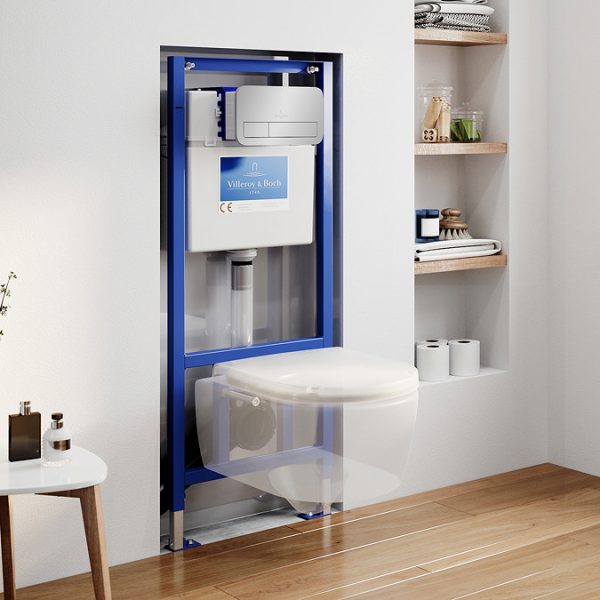 Villeroy & Boch ViPro 2.0 Toilet Frame with Chrome Flush Plate + Avento Wall Hung Toilet - Image 3