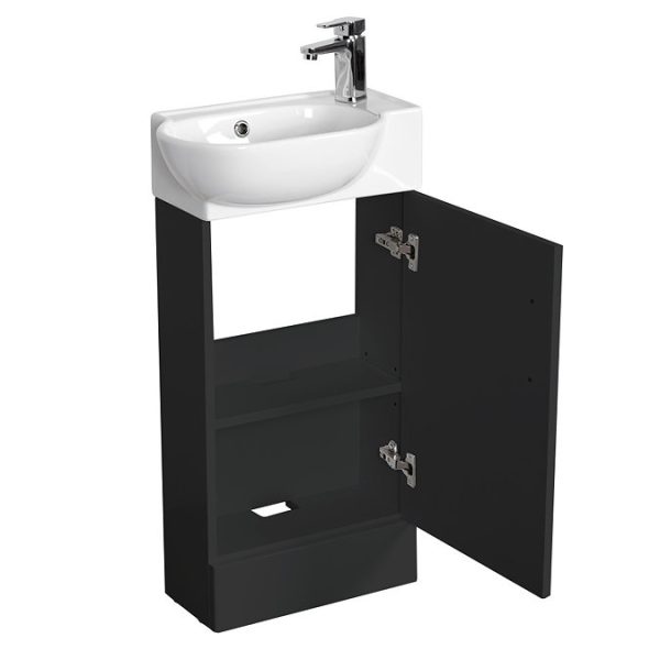 Valencia Perla Floor Standing Vanity incl. Matt Black Handle (Matt Black   450mm Wide) - Image 2