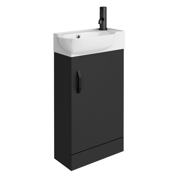 Valencia Perla Floor Standing Vanity incl. Matt Black Handle (Matt Black   450mm Wide)