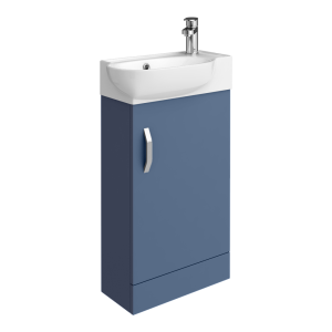 Valencia Perla Floor Standing Cloakroom Vanity (Matt Blue   450mm Wide)