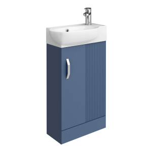 Valencia Perla Fluted Floor Standing Cloakroom Vanity (Matt Blue   450mm Wide)