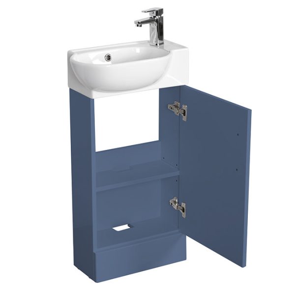 Valencia Perla Floor Standing Vanity incl. Matt Black Handle (Matt Blue   450mm Wide) - Image 2