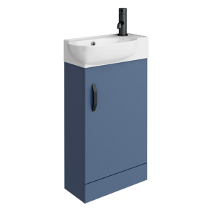 Valencia Perla Floor Standing Vanity incl. Matt Black Handle (Matt Blue   450mm Wide)