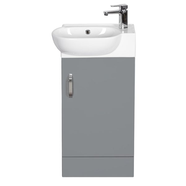 Valencia Perla Floor Standing Cloakroom Vanity (Gloss Grey   450mm Wide) - Image 3