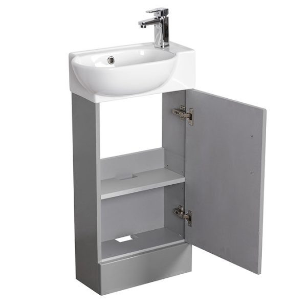 Valencia Perla Floor Standing Cloakroom Vanity (Gloss Grey   450mm Wide) - Image 4