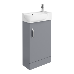 Valencia Perla Floor Standing Cloakroom Vanity (Gloss Grey   450mm Wide)