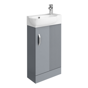 Valencia Perla Fluted Floor Standing Cloakroom Vanity (Gloss Grey   450mm Wide)