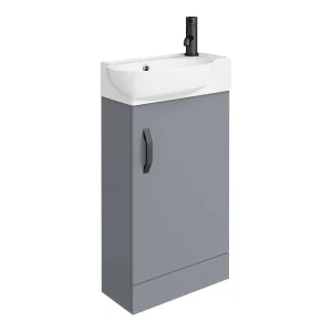 Valencia Perla Floor Standing Vanity incl. Matt Black Handle (Gloss Grey   450mm Wide)