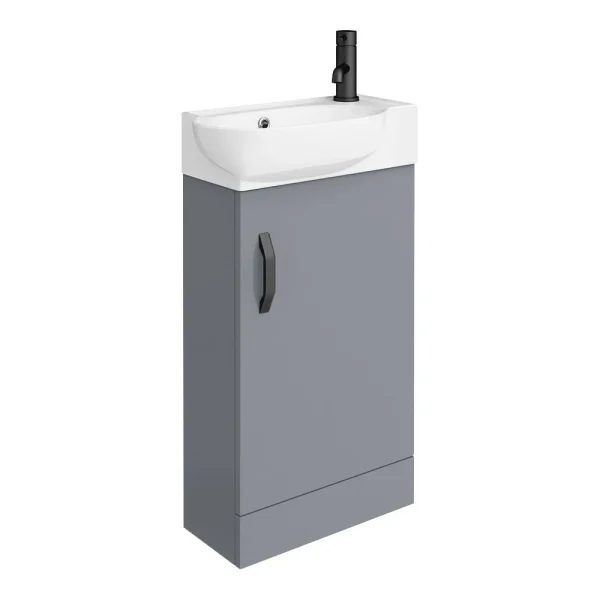 Valencia Perla Floor Standing Vanity incl. Matt Black Handle (Gloss Grey   450mm Wide)