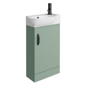 Valencia Perla Floor Standing Vanity incl. Matt Black Handle (Matt Green   450mm Wide)