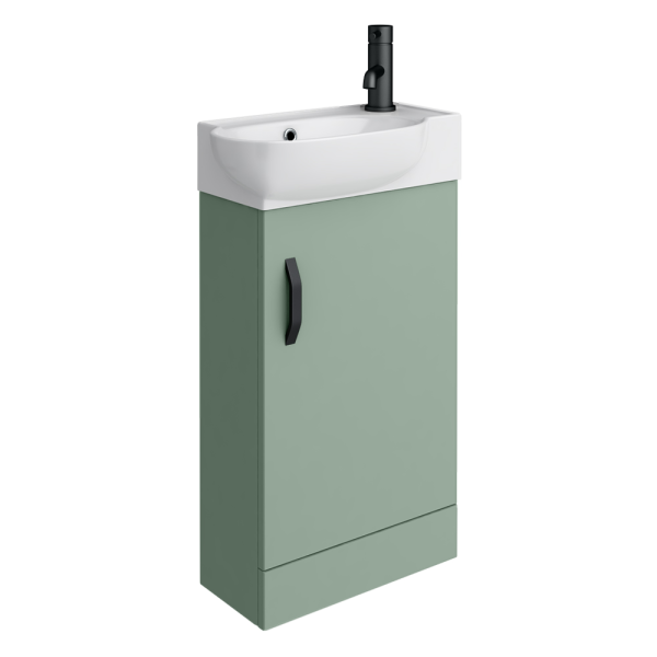 Valencia Perla Floor Standing Vanity incl. Matt Black Handle (Matt Green   450mm Wide)