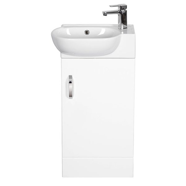 Valencia Perla Floor Standing Cloakroom Vanity (Gloss White   450mm Wide) - Image 3