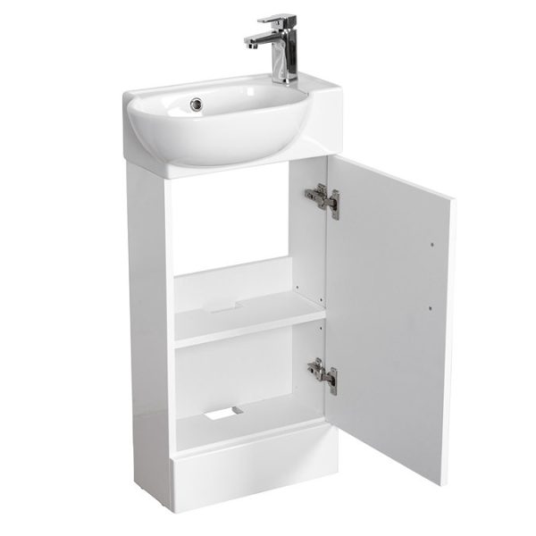 Valencia Perla Floor Standing Cloakroom Vanity (Gloss White   450mm Wide) - Image 4