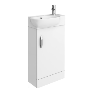 Valencia Perla Floor Standing Cloakroom Vanity (Gloss White   450mm Wide)