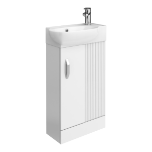 Valencia Perla Fluted Floor Standing Cloakroom Vanity (Gloss White   450mm Wide)