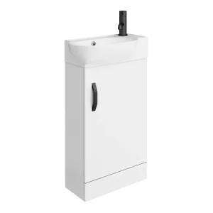 Valencia Perla Floor Standing Vanity incl. Matt Black Handle (Gloss White   450mm Wide)