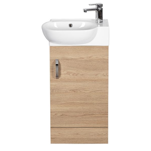 Valencia Perla Floor Standing Cloakroom Vanity (Light Oak Effect   450mm Wide) - Image 3