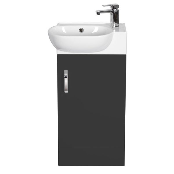 Valencia Perla Floor Standing Cloakroom Vanity (Matt Black   450mm Wide) - Image 3