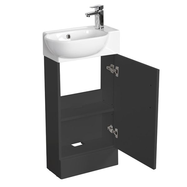 Valencia Perla Floor Standing Cloakroom Vanity (Matt Black   450mm Wide) - Image 4