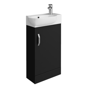 Valencia Perla Floor Standing Cloakroom Vanity (Matt Black   450mm Wide)