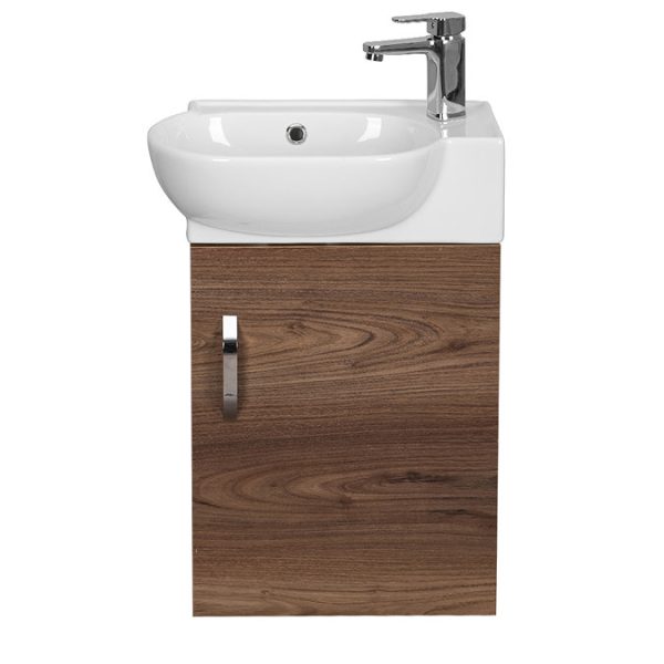 Valencia Perla Wall Hung Cloakroom Vanity (Dark Oak Effect   450mm Wide) - Image 2