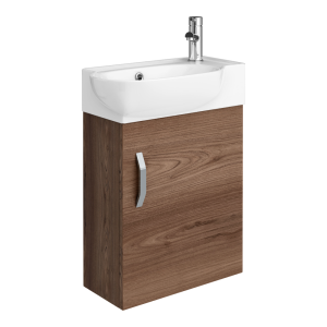 Valencia Perla Wall Hung Cloakroom Vanity (Dark Oak Effect   450mm Wide)