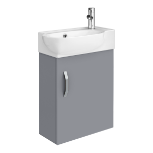 Valencia Perla Wall Hung Cloakroom Vanity (Gloss Grey   450mm Wide)