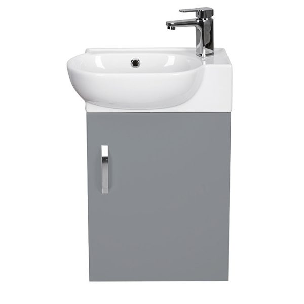 Valencia Perla Wall Hung Cloakroom Vanity (Gloss Grey   450mm Wide) - Image 2