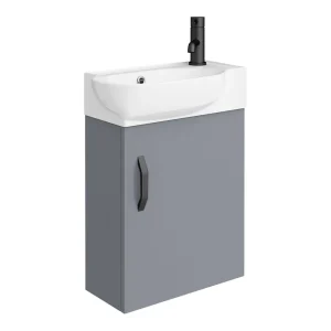 Valencia Perla Wall Hung Vanity incl. Matt Black Handle (Gloss Grey   450mm Wide)