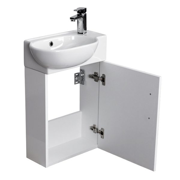 Valencia Perla Wall Hung Vanity incl. Matt Black Handle (Gloss White   450mm Wide) - Image 3