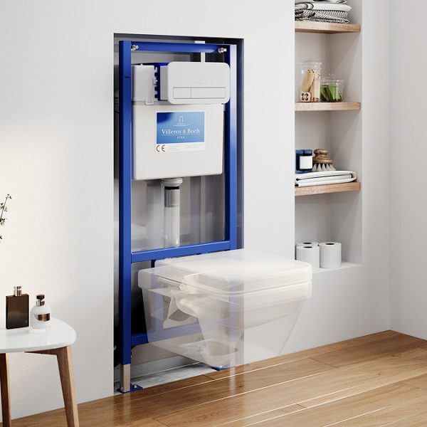 Villeroy & Boch ViPro 2.0 Toilet Frame with White Flush Plate + Architectura Square Wall Hung Toilet - Image 3