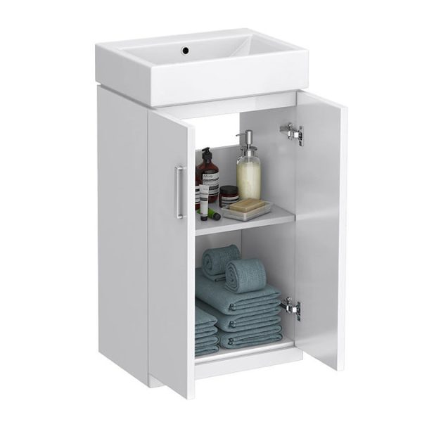 Nova Vanity 0TH Sink With Cabinet   450mm Modern High Gloss White (Flat Packed) - Image 4