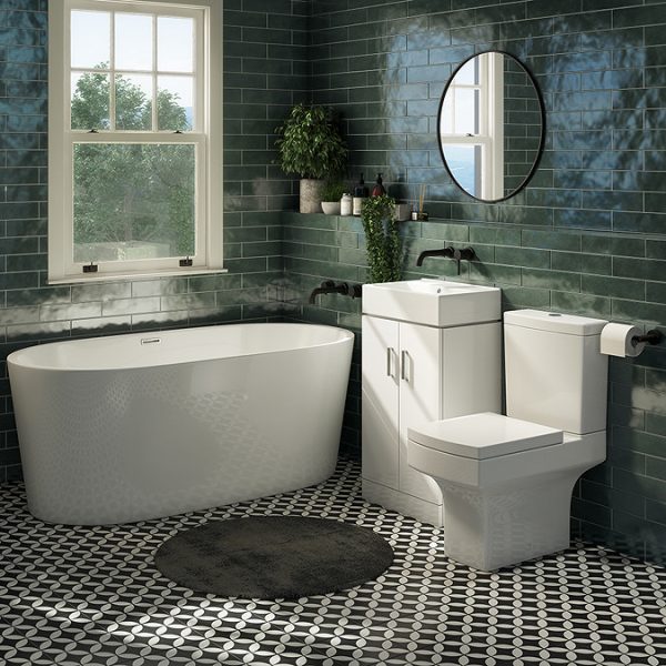 Nova Vanity 0TH Sink With Cabinet   450mm Modern High Gloss White (Flat Packed) - Image 2