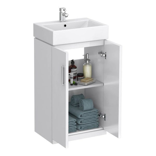 Nova Vanity Sink With Cabinet   450mm Modern High Gloss White - Image 6