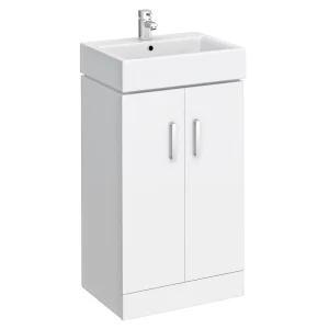 Nova Vanity Sink With Cabinet   450mm Modern High Gloss White (Flat Packed)