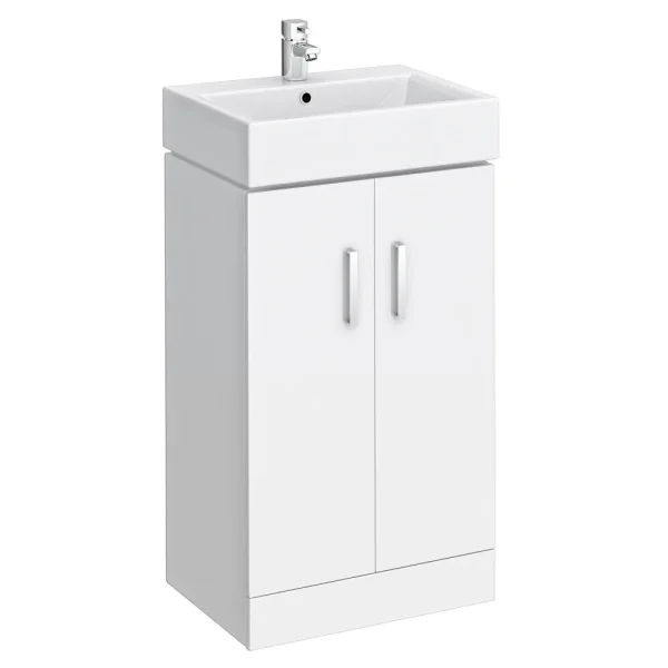 Nova Vanity Sink With Cabinet   450mm Modern High Gloss White