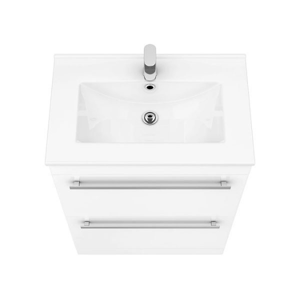 Nova 600mm Vanity Sink With Cabinet   Modern High Gloss White - Image 4