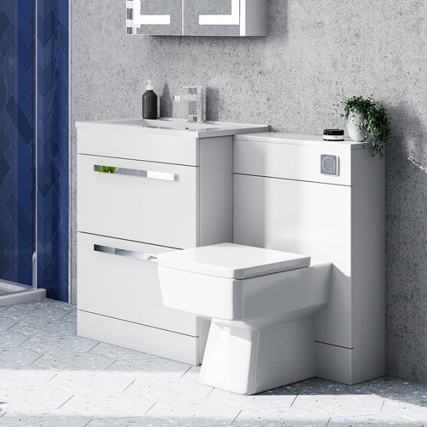Nova 600mm Vanity Sink With Cabinet   Modern High Gloss White - Image 5