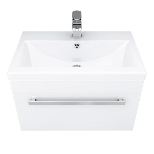 Nuie 600 x 400mm Wall Mounted Mid Edge Basin & Cabinet   Gloss White - Image 4