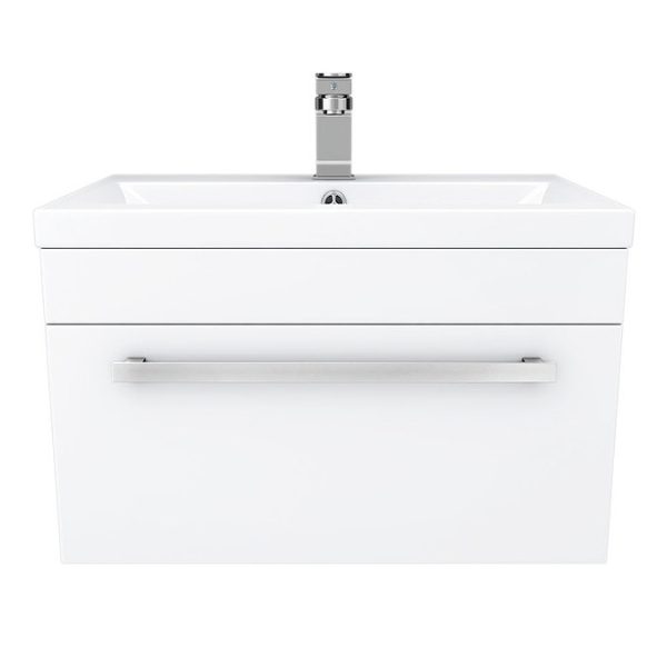 Nuie 600 x 400mm Wall Mounted Mid Edge Basin & Cabinet   Gloss White - Image 5