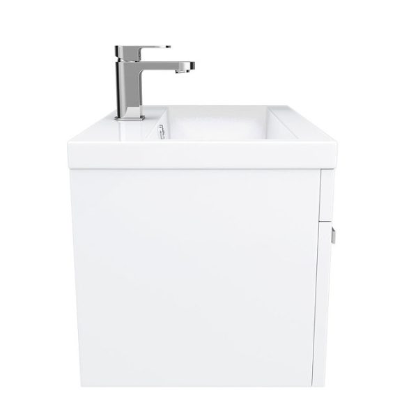 Nuie 600 x 400mm Wall Mounted Mid Edge Basin & Cabinet   Gloss White - Image 6