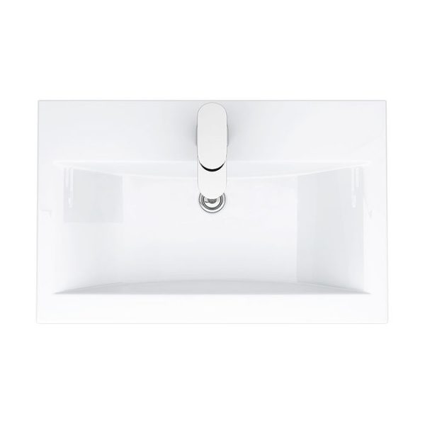 Nuie 600 x 400mm Wall Mounted Mid Edge Basin & Cabinet   Gloss White - Image 2